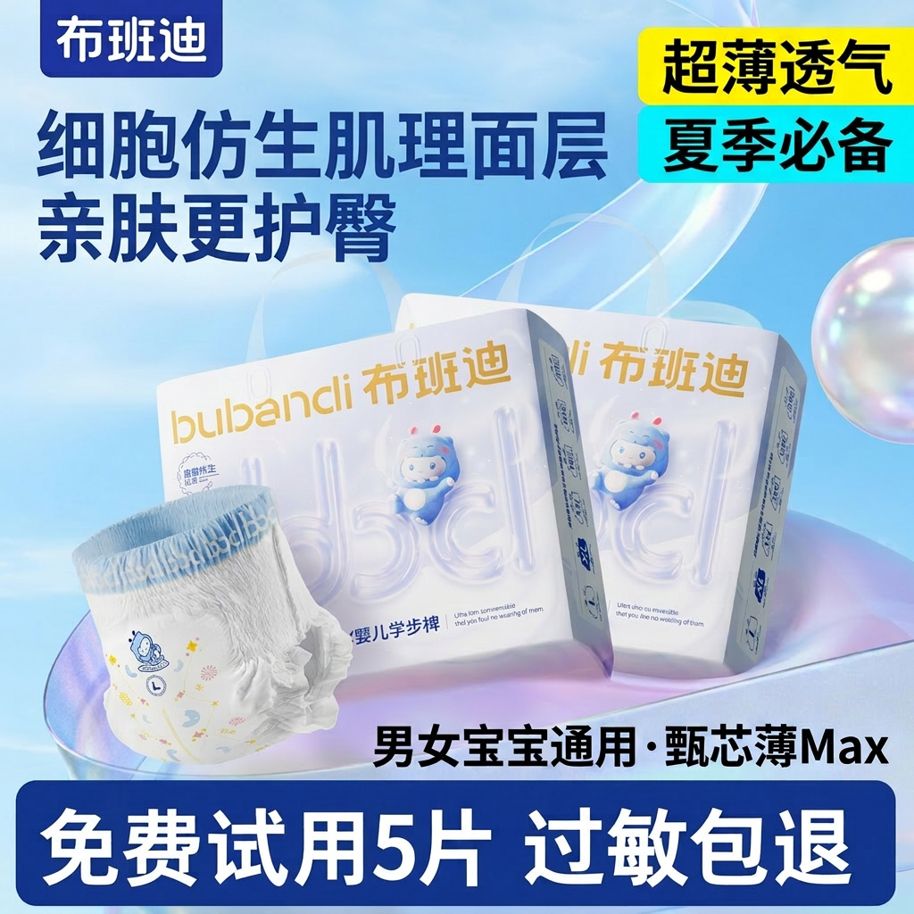 布班迪甄芯薄Max婴儿拉拉裤超薄透气男女宝宝尿不湿纸尿裤夏季