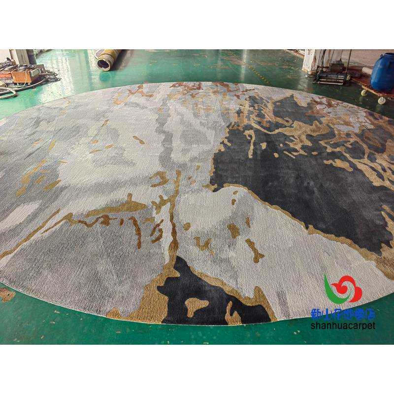 中国风抽象水墨画圆形商用酒店大厅接待室贵宾室会议室地毯售楼部