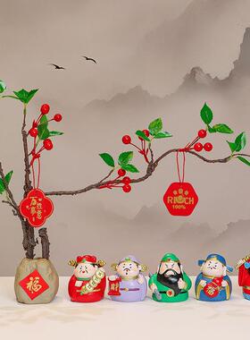 五路财神爷客厅玄关高档装饰摆件乔迁开业福气神仙发财果创意礼品