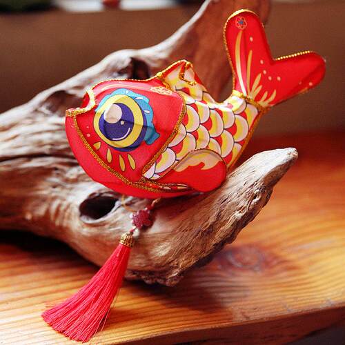 鲤鱼跳龙门翘头锦鲤宫灯笼 手提发光覆古风红金鱼灯手工花灯成品