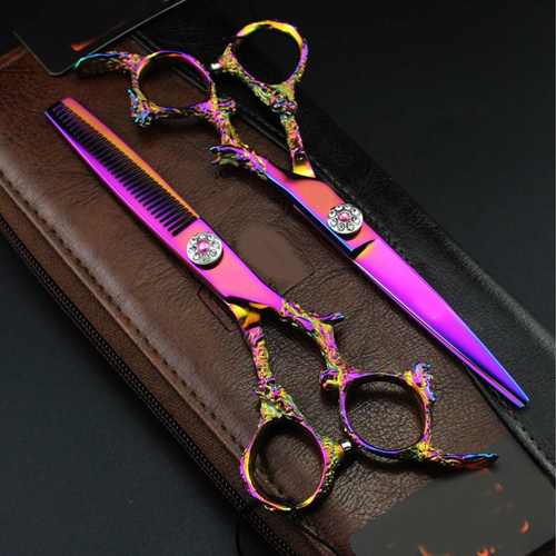 6.0寸  粉色怪龙柄 美发剪刀 理发剪 平剪  牙剪 打薄XL2-0401