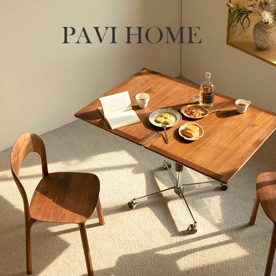 pavihome实木升降茶几多功能可移动边几可折叠桌面餐桌家用小户型