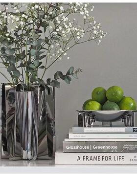 式创简约不中锈钢花器装饰办公室0126餐厅茶卧室意玄关几客厅家居