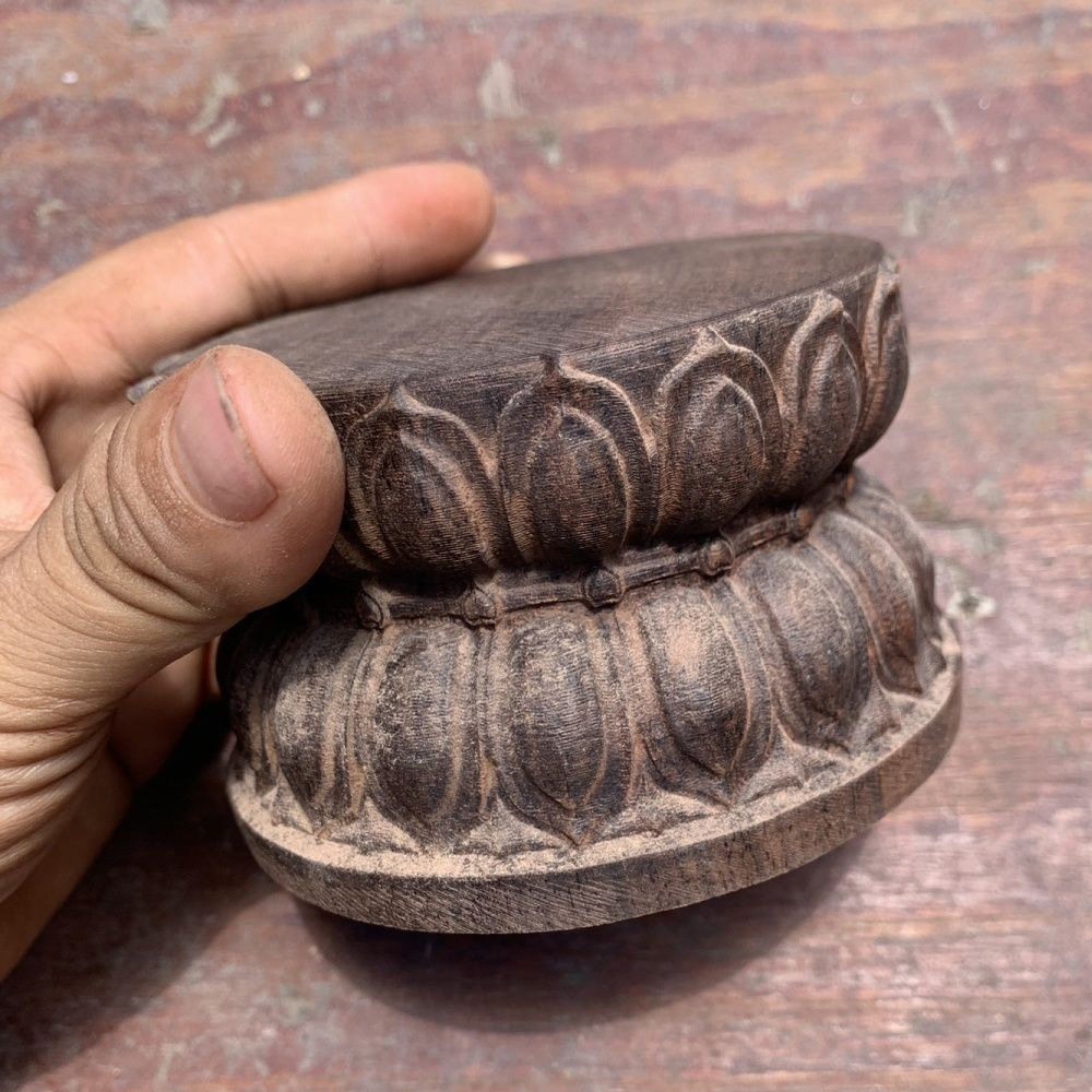 沉香木雕莲花底座供佛佛像座台中式全实木雕圆形供奉托盘座架子图片