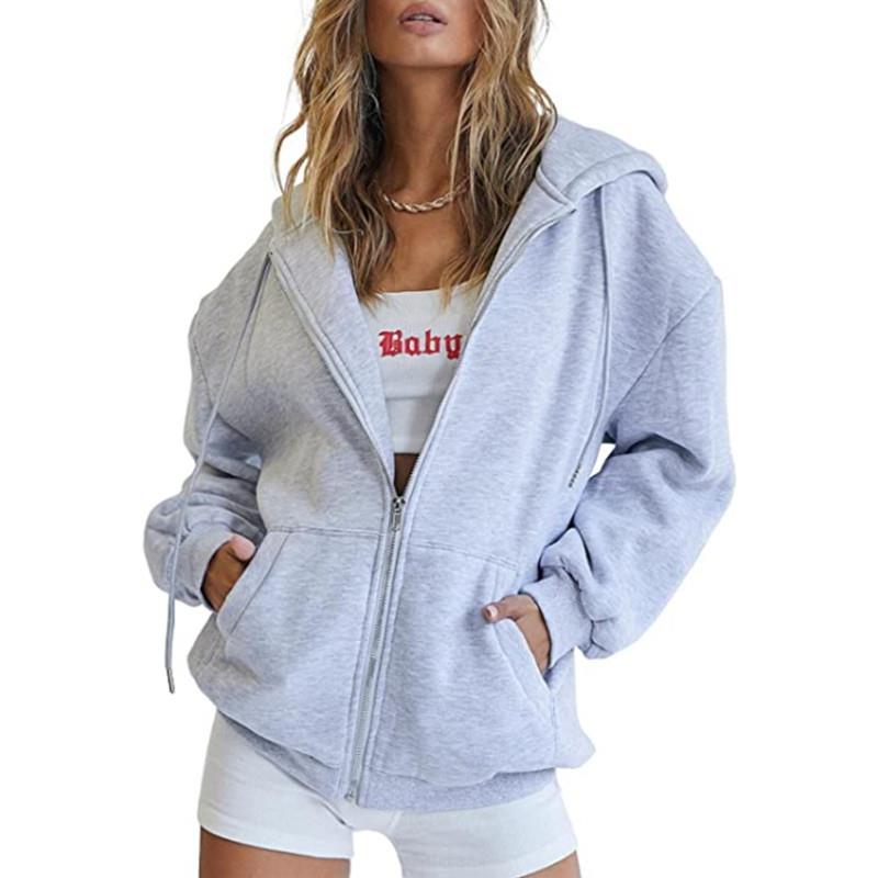 women for top zip-up cardigan casual sweatshirt hooded