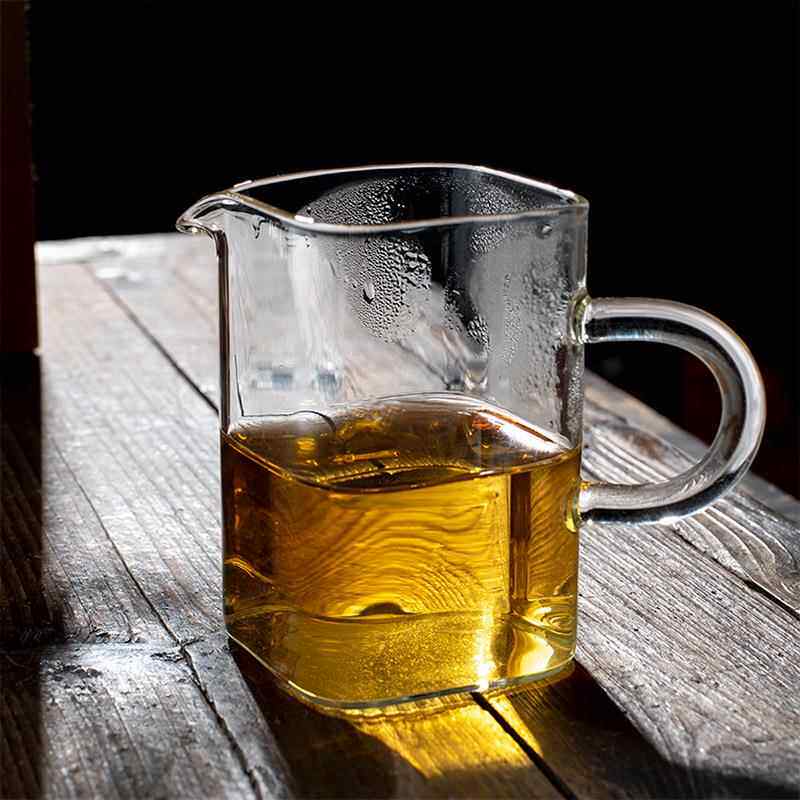四方匀杯日式透明玻璃公道杯带手柄茶海功夫茶茶具分茶器