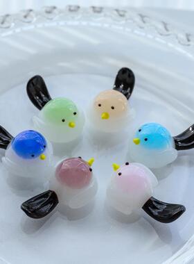 玻璃小鸟摆件桌面迷你云雀摆饰客厅书桌家居创意可爱玻璃笔架摆件