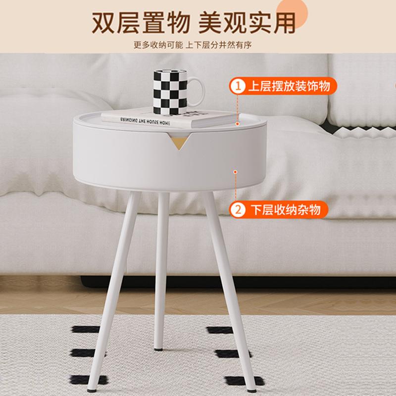 新款直销铁艺奶油风床头柜现代简约家用创意圆形替代卧室迷你小床