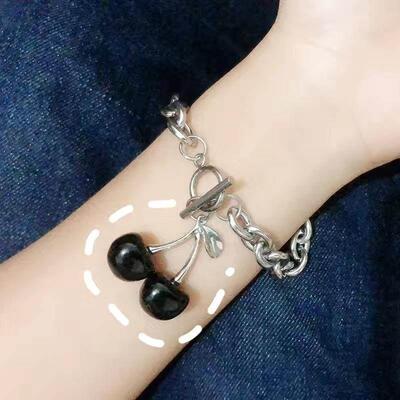 Black cherry Choker dark girl collarbone necklace Harajuku r