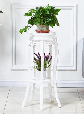 木头花架子单个实木质客厅高落地花几圆形简约现代室内矮包邮