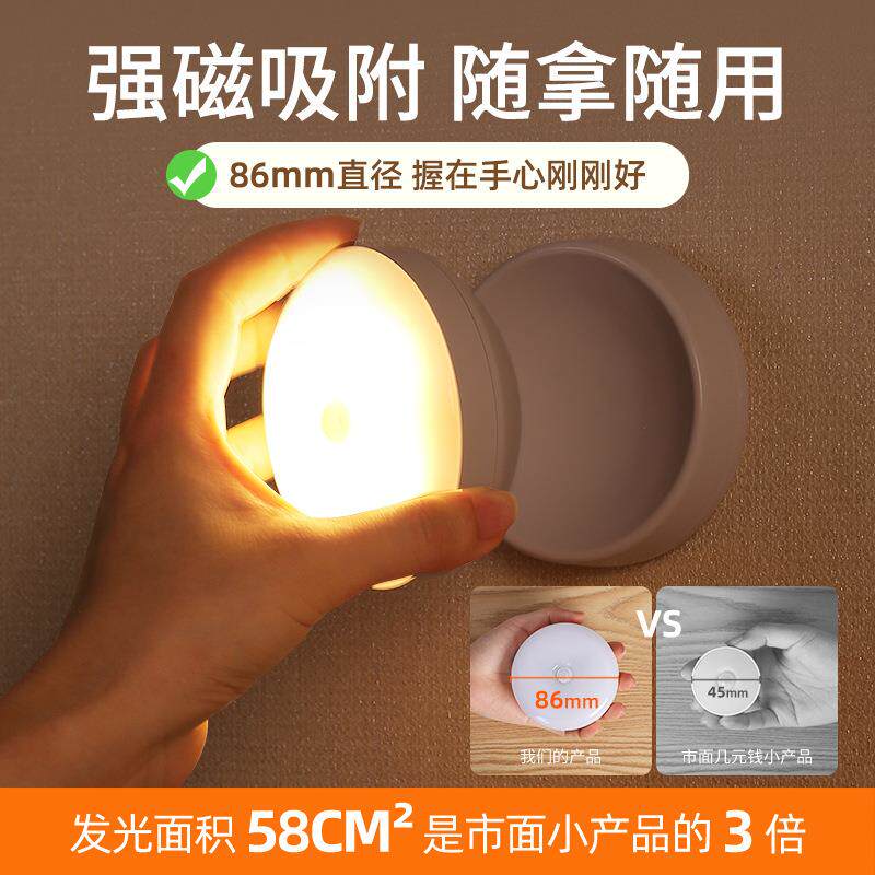 无感线人体应小夜起夜家用灯过道走廊室床头746卧睡眠声控充电灯