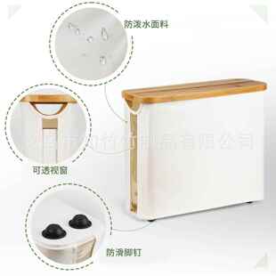 跨境楠竹盖带卫间卷纸收纳6081篮纸巾杂物收纳生篓盖防底部防滑尘