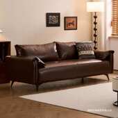 美式 店轻奢复古双人沙发 中古风油蜡皮沙发客厅小户型公寓接待服装