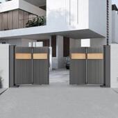 现代铝合金庭院大门电动折叠悬浮门别墅大门户外院子大门铝艺大门