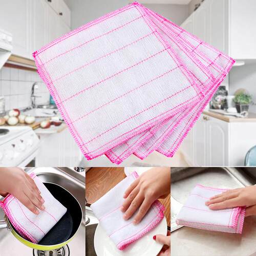 5/8 Layer Cotton Dishcloth - Oil-Repellent, Easy to Clean, P