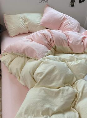 a类母婴级加厚套水洗件磨毛床单四色被罩学生套宿舍三件套MUN床笠