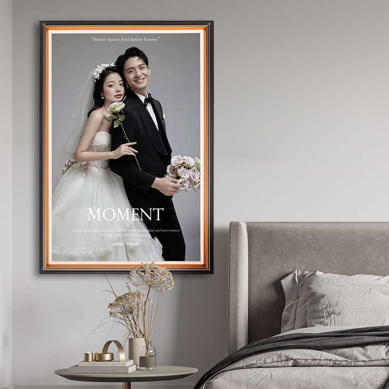 V45O婚纱照大相框挂墙影楼结婚照片打印加洗卧室床头放大全家福定