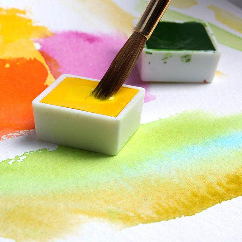 鲁本国斯固体水彩颜料珠光色PZV中水彩初成人学生水粉颜水彩画学
