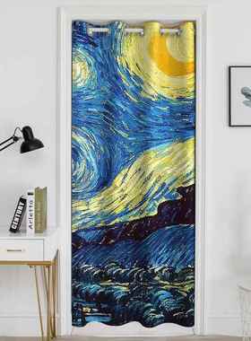 帘图艺梵高免打孔门卧室客厅试衣术间隔断来RDI遮挡帘