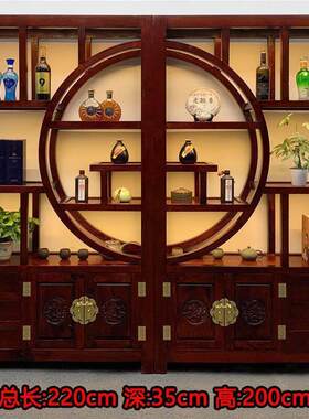 老船木博古架实木书架展示柜客厅办公室酒柜茶叶架隔断落地置物架