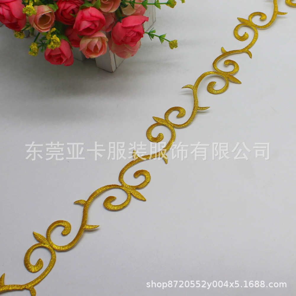 DIY手工服装材料 衣服装饰补丁布贴花刺绣花熨花金银线小长条