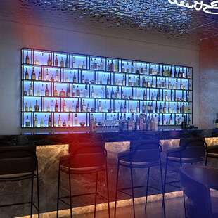 餐展厅铁艺光隔酒断架装饰酒吧吧台壁挂LFO落地发红酒啤酒柜置物