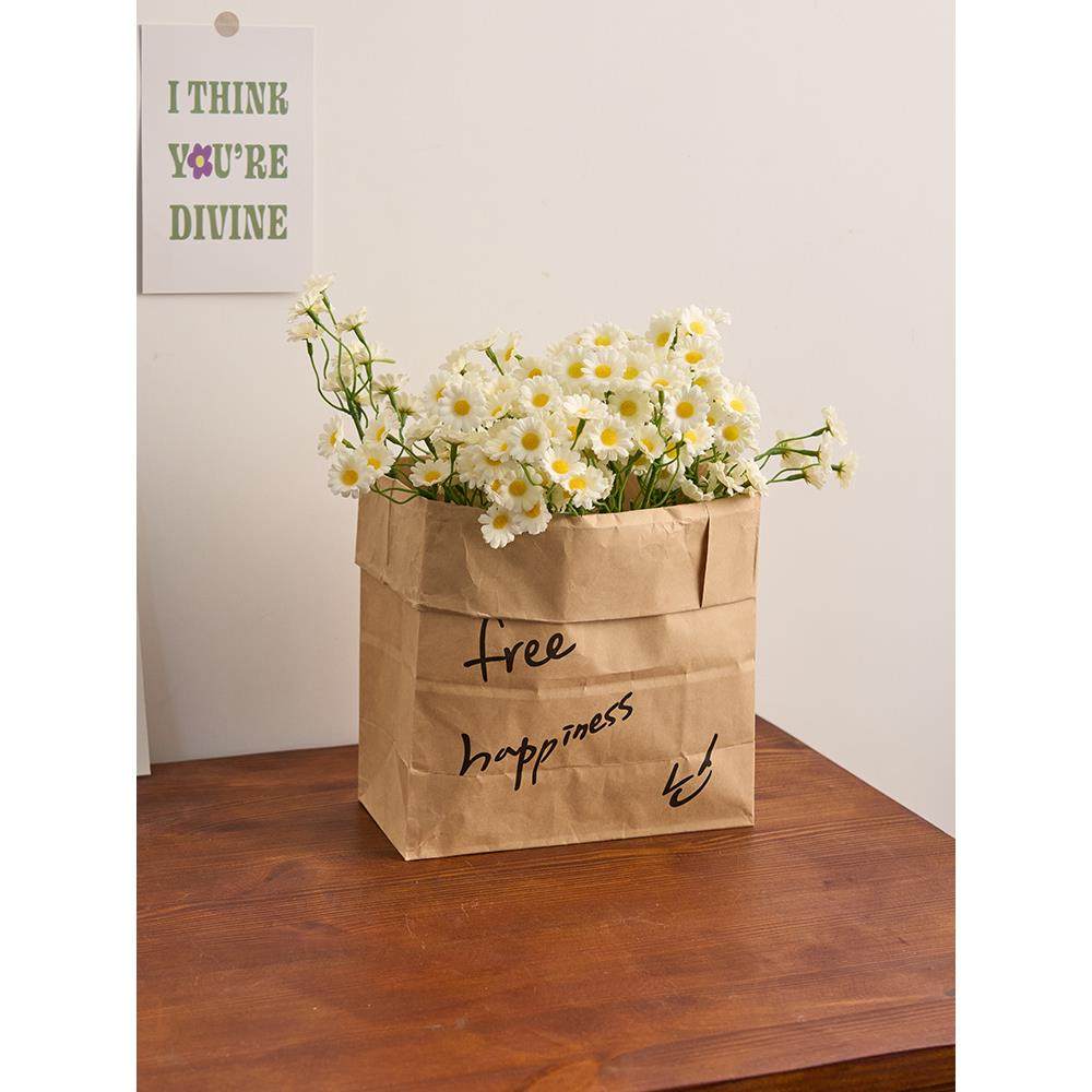 ins风纸袋小雏菊仿真花桌面摆件客厅装饰摆设假花洋甘菊拍照道具,家居饰品,装饰摆件,淘宝优惠券,粉丝福利购,淘宝优惠卷