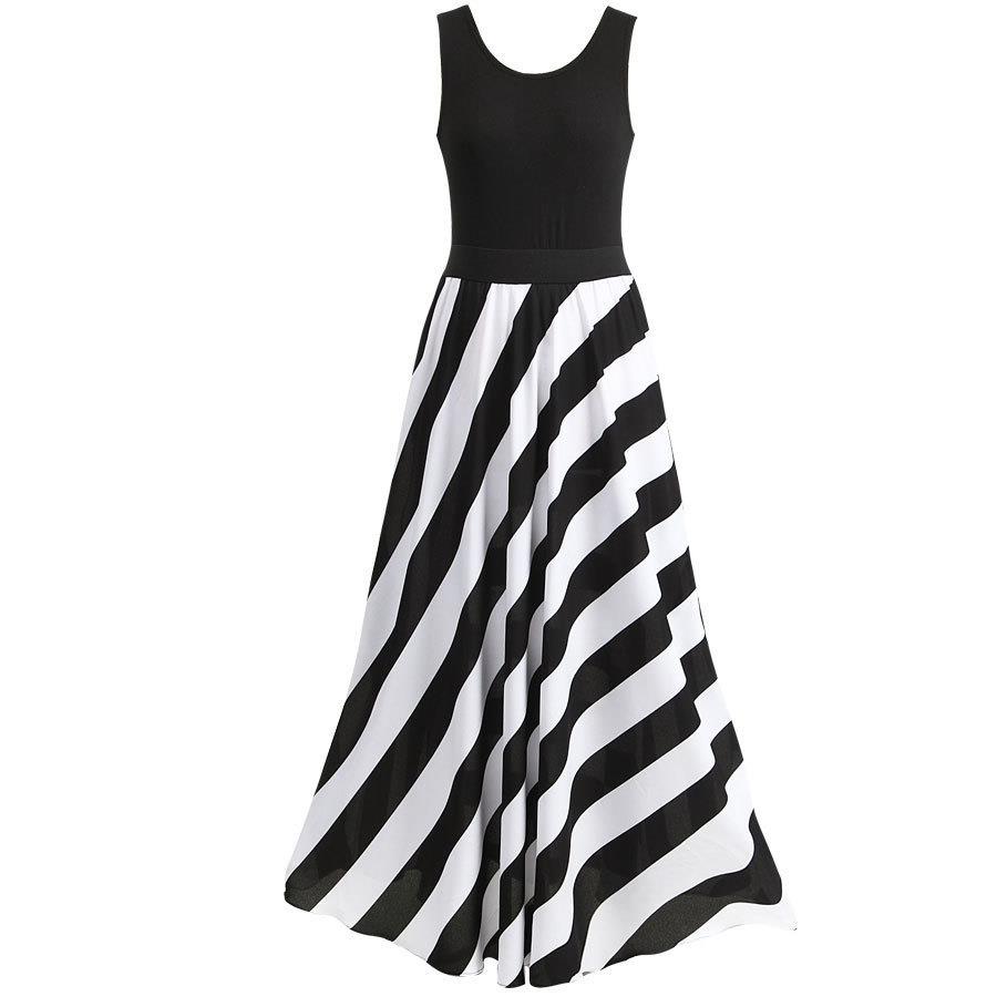 Dress Vest Beach Slim Fashion Striped Diagonal Sleeveless