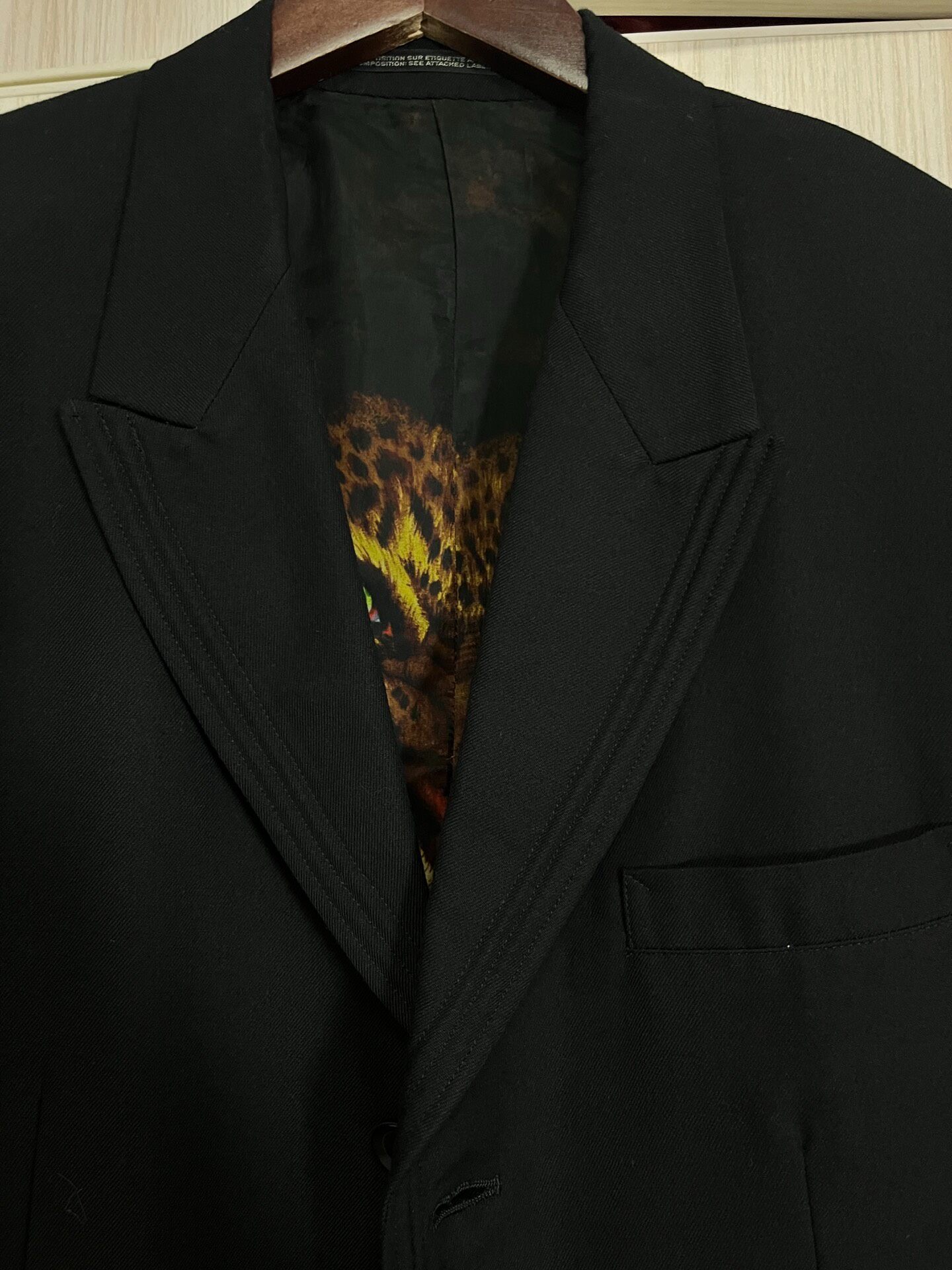 Yohji Yamamoto Black Leopard Lining Coat — front
