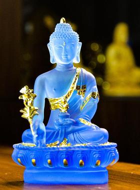 正品精仿琉品工艺树脂琉璃药师佛随身小如佛像药师璃光来摆件结缘