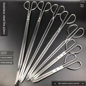 不锈钢火钳碳钳垃圾捡钳家用老式 延伸厨房煤球烧烤钳大小卫生间