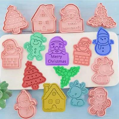 Christmas Cookie Mold Set Creative Baking Tools Holiday Bisc