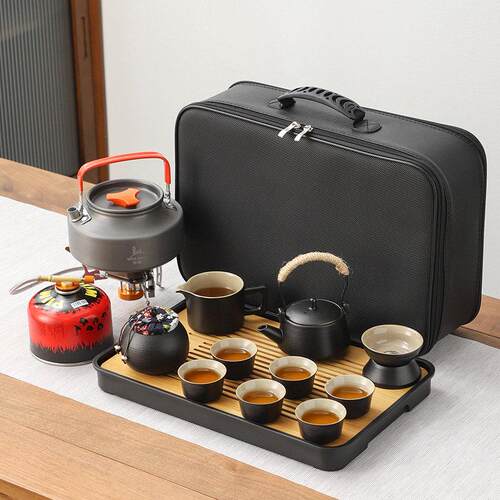 户外露营围炉煮茶可携式旅行茶具套组烧水壶一整套野外车载陶瓷
