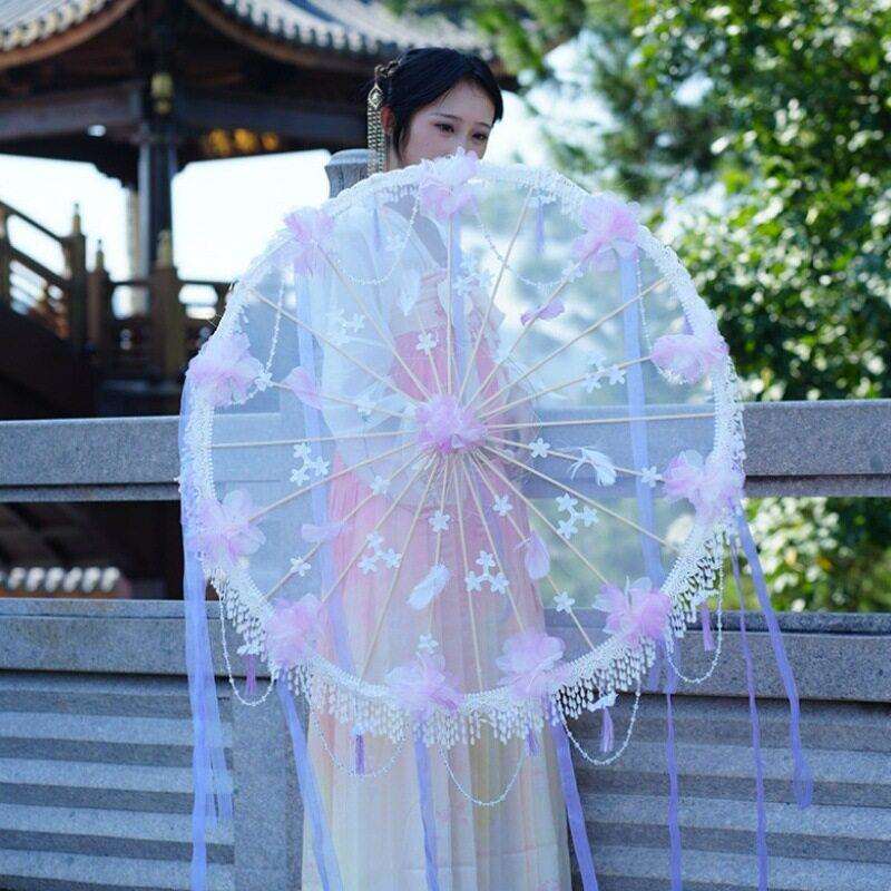羽毛花伞汉服摄影道具古装古风流苏伞拍照舞蹈伞复古油纸伞装饰伞