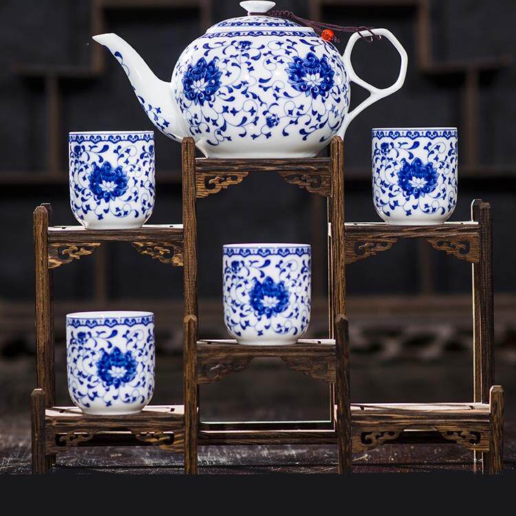 茶壶陶瓷单壶大号茶具套装带茶盘家用大容量泡茶壶青花瓷景德镇