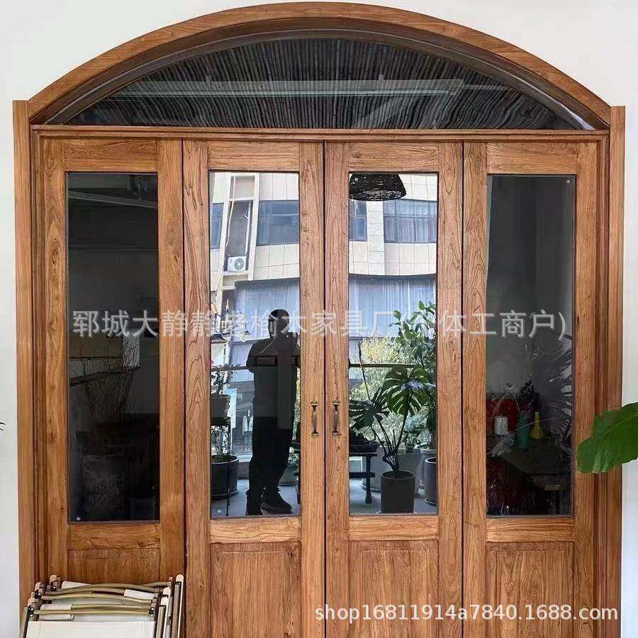 复古老榆木门窗门框做旧奶茶店咖啡馆玻璃门窗田园花店实木门窗框