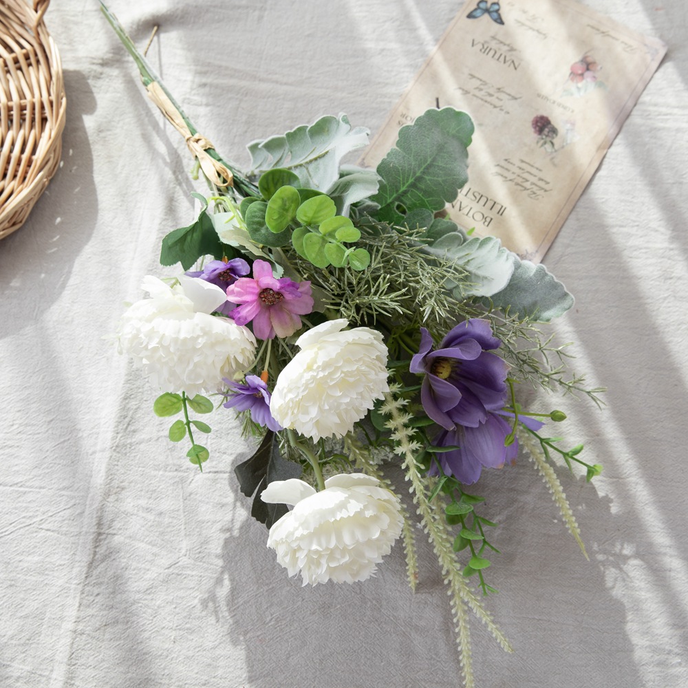 仿真花亚娜陆墙莲手札C厂CF01241家居装饰婚庆手捧花束饰墙挂F012