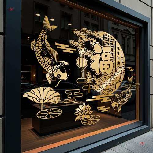 福2字门纸206橱T8888100新年马年装饰布置玻璃静电窗贴春节过年贴
