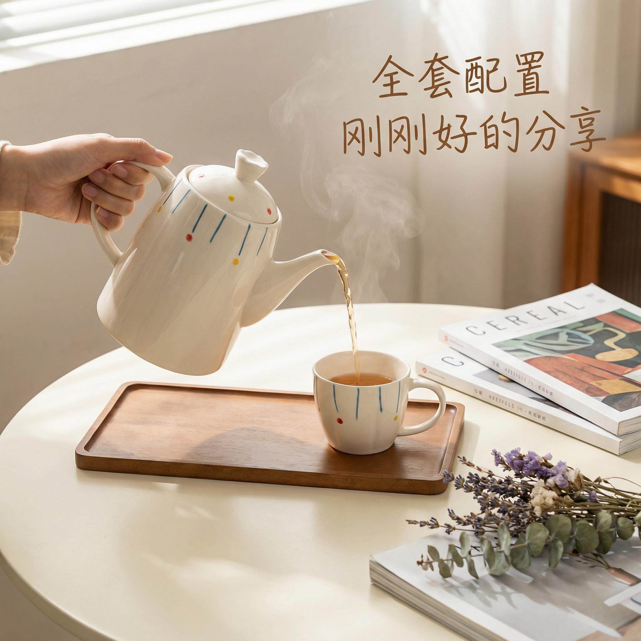 ins风陶瓷冷水壶茶壶茶杯水具套装家用高颜值客厅喝水杯子家用壶