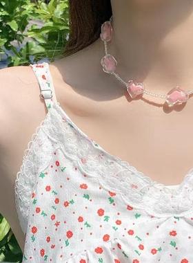 糖果串珠项链甜美少女粉色项链