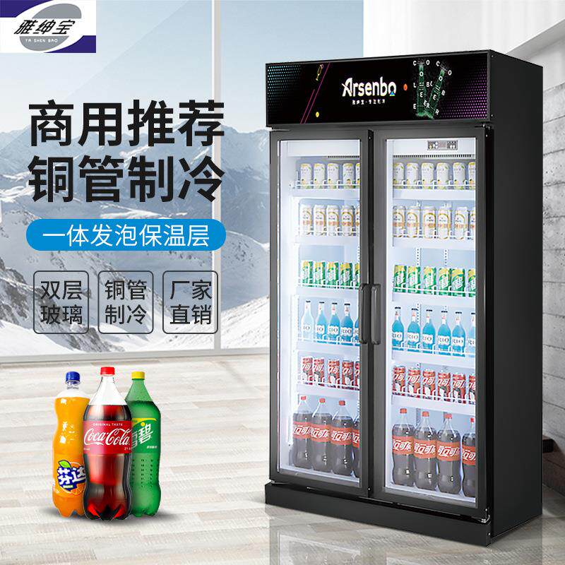 雅绅宝厂家直供预制菜饮料冷藏柜立式商用冰箱酒吧ktv双门啤酒柜