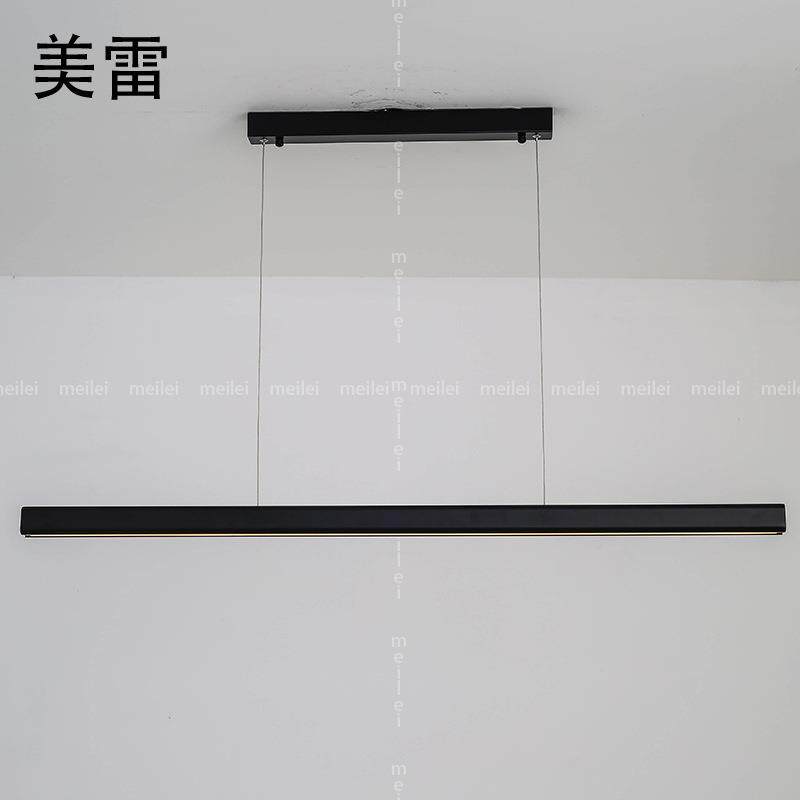 铝材北欧餐厅吊灯现代简约一字实木办公室茶室饭厅吧台餐桌灯灯具