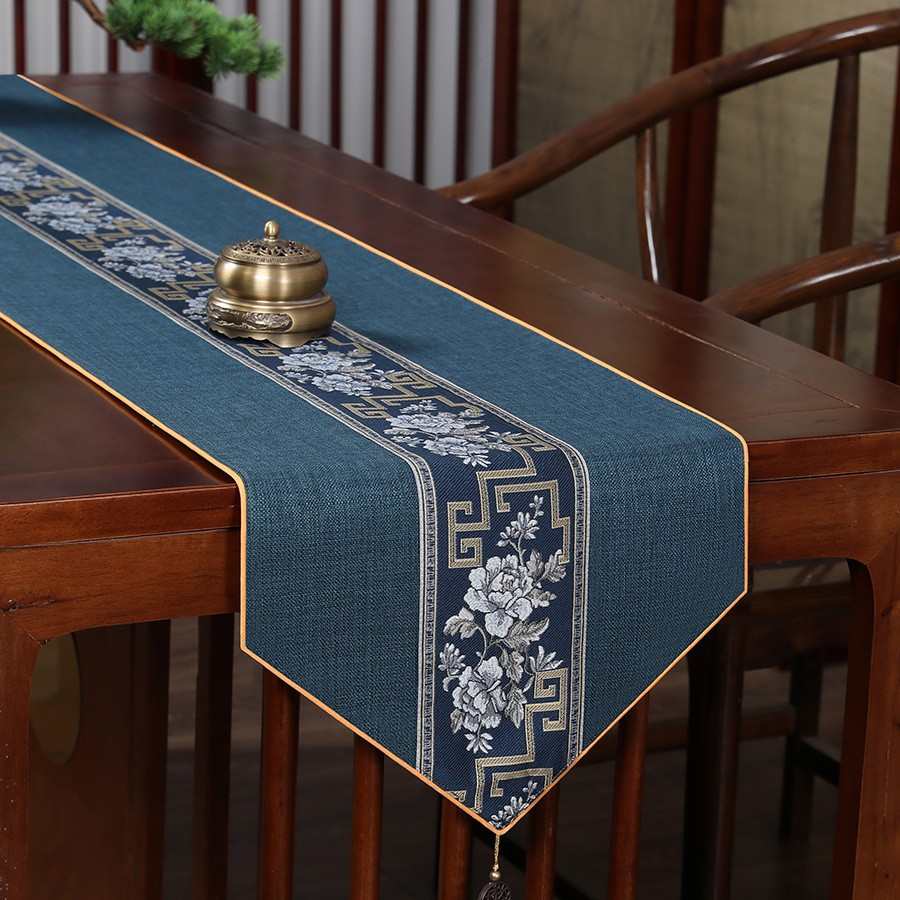 新中式桌旗禅意防水茶席茶台布艺轻奢高端茶几桌布茶垫布现代简约