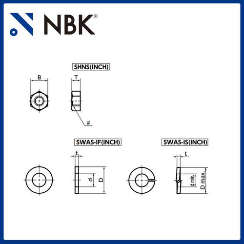 NBK SHNS(INCH) 六角螺母垫圈英制不锈钢非标机械零配件厂家直供