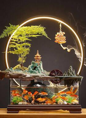 引进财富宝假山流水喷泉饰品创意鱼缸财富循环水办公桌面乔迁开幕