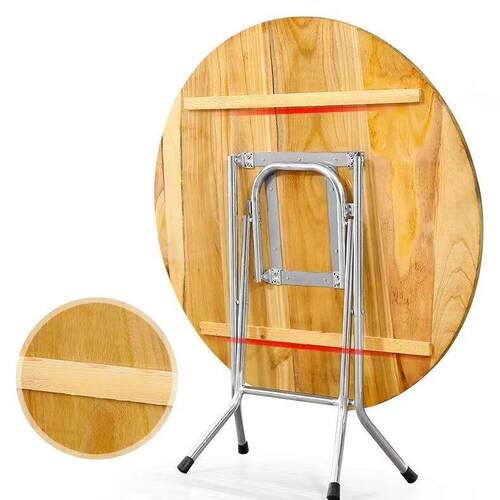 圆形简易折叠餐桌圆桌实木可吃饭桌子大圆桌小户型家用折叠饭桌子