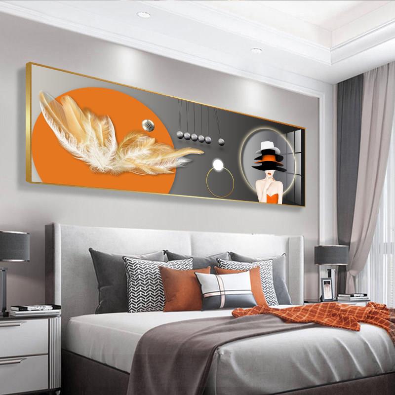 卧室房间主卧背景墙新款装饰画 画壁现代简约画 画酒店头馆床横幅
