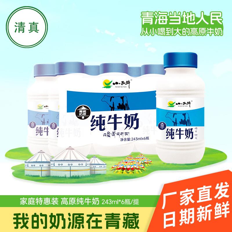 青海小西牛纯牛奶清真食品全脂早餐奶整箱简装243ml*6瓶装新日期