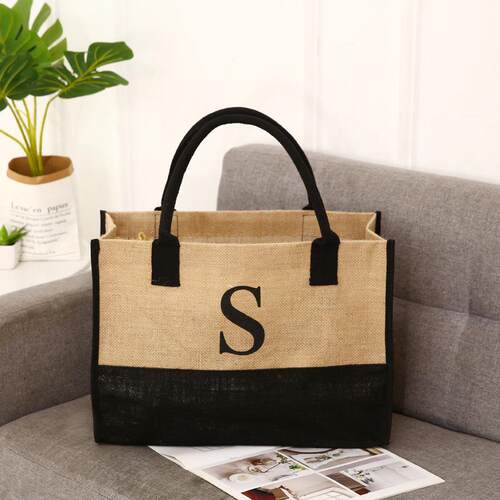 新款直销跨境麻布手提袋大容量粗麻单肩包亚麻环保购物袋可印logo