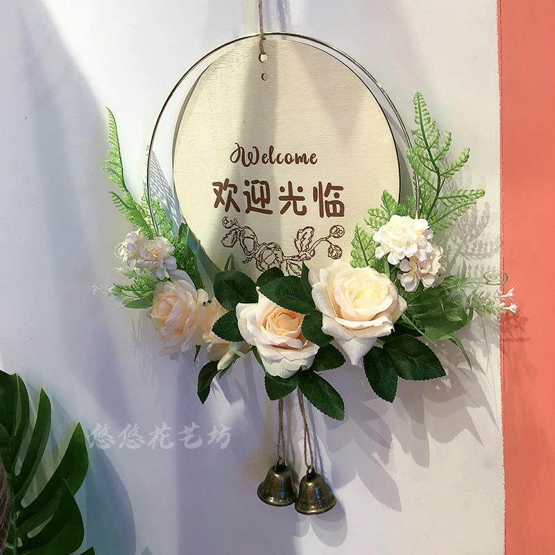 新款直销轻奢花环创意门口提示牌客厅卧室美容院店铺装饰背景墙壁